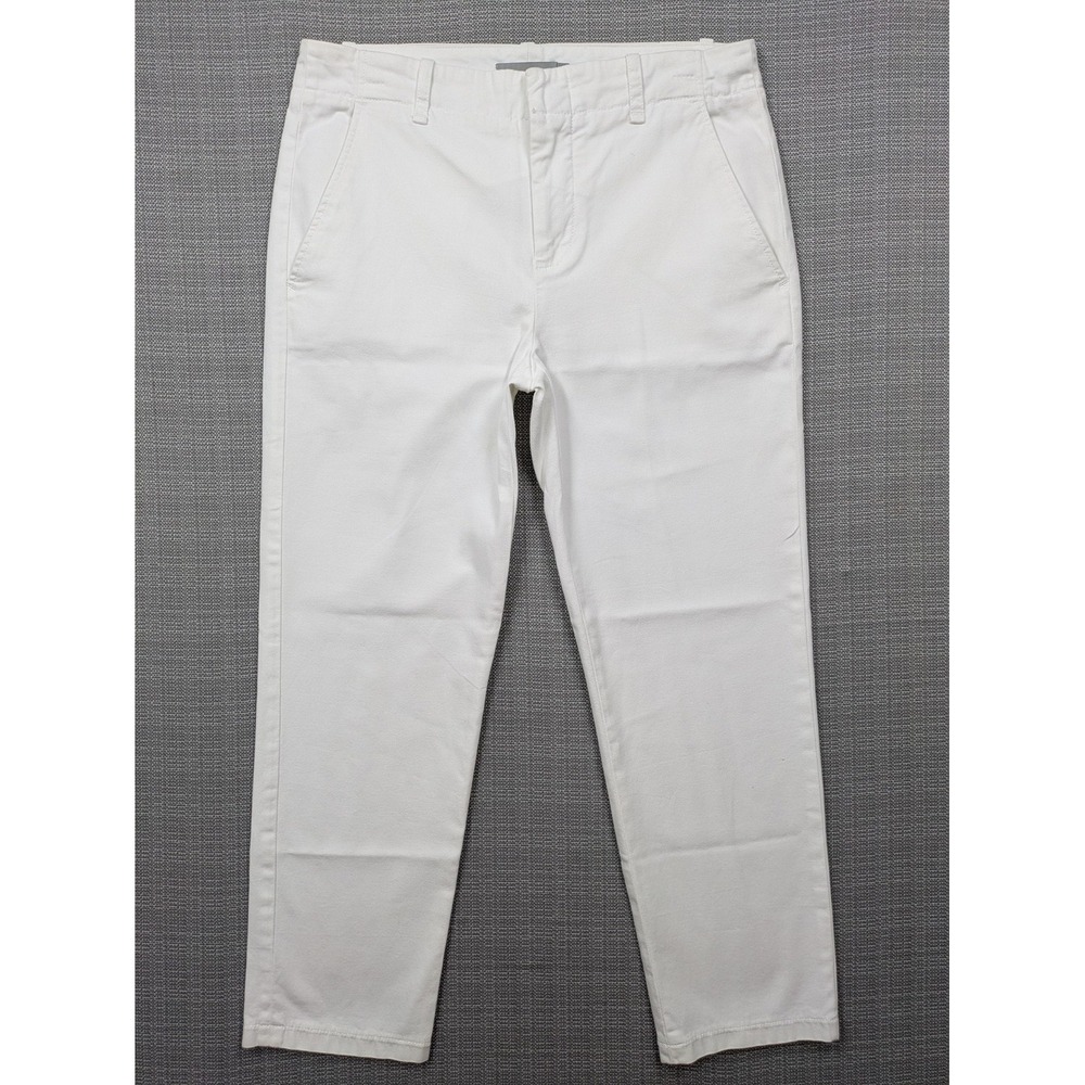 Vince Pants Womens 8 White Stretch Twill Chino Ankle Crop Pockets Casual Summer